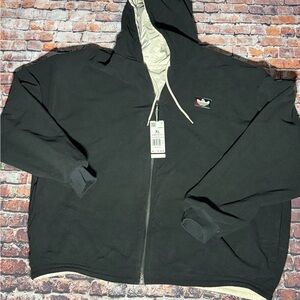 adidas Black and Cream Hooded Sweatshirt